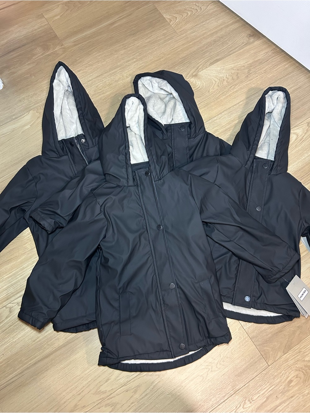 Kids Black Hooded Winter Jacket with Sherpa Lining